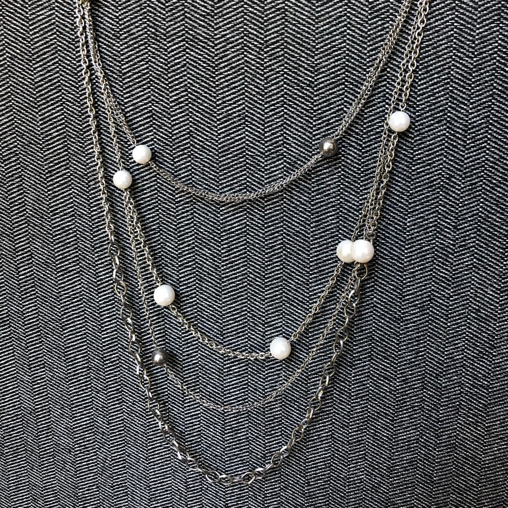 Long Pearl Layered Necklace